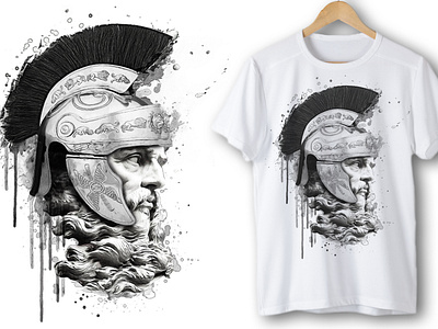 Portrait of roman soldier illustration. T-shirt print graphic