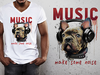 French bulldog illustration. T-shirt Graphic. animal print artwork banner design dog fabric french bulldog graphic design illustration logo music music slogan pop art poster retro sticker t shirt graphic t shirt print vector wallpaper