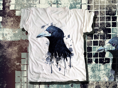 Raven illustration.T-shirt Graphics.Animal Print.