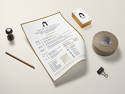 Branding Identity branding flat illustration gold line namecard resume