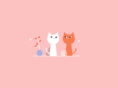 Lulu & Pome cat flat illustration kittens outline pastel pink wool
