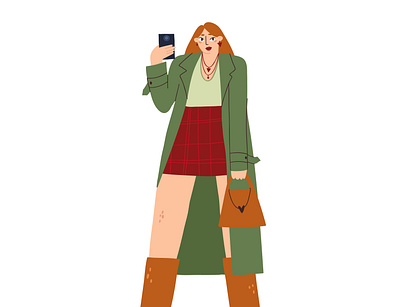 selfie bright design flat girl illustration selfie vector