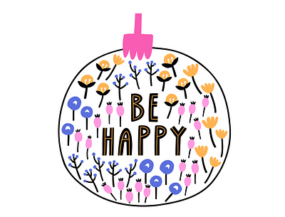 Be Happy be happy branding bright circle flat flowers graphic design illustration vector