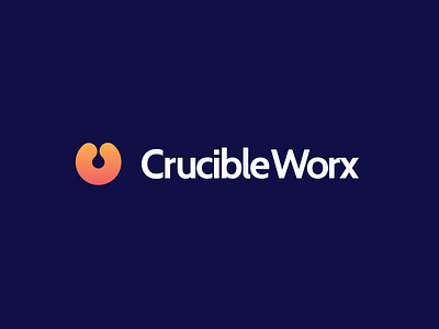 CrucibleWorx animation brand identity branding graphic c company firm crucible tech business startup logo design branding logo designer mark icon emblem mascot orange purple blue violet service