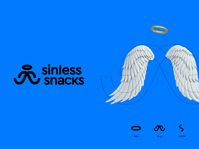 Sinless Snacks angel brand identity branding halo icon kharkiv logo logo designer mark modern minimal flat shape new york sinless snack symbol ukraine wings