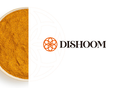 Dishoom brand identity branding delivery dish food indian kharkiv logo designer mandala mark icon emblem mascot modern minimal flat shape new york restaraunt spice ukraine