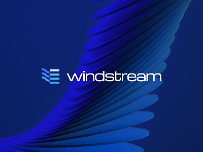 Windstream blue brand identity branding company curved icon investment kharkiv lines logo logo designer mark mascot new york saas services shape stream ukraine wind