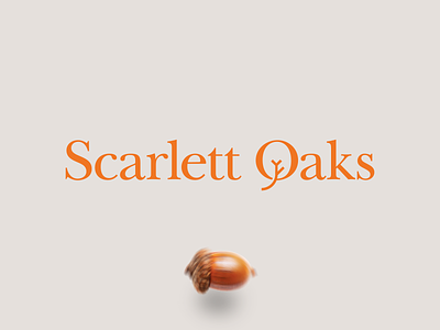 Scarlett Oaks acorn branding florida kharkiv logodesign mark icon emblem new york nursing home orange retirement rich serif bold san francisco scarlet oak typebased typeface typogaphy ukraine usa word logo wordmark