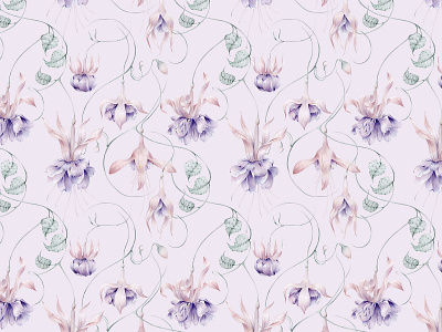 The seamless pattern with fuchsias botanical design dusty pink elegant floral flowers for fabric illustration pink flowers puple floral seamless pattern watercolor watercolor fuchsias