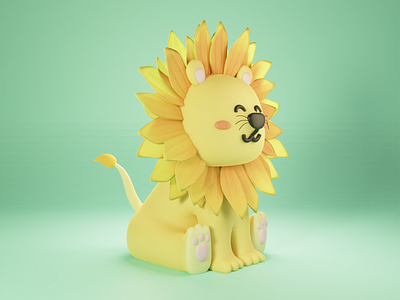 🦁+🌻 3d 3d character 3d illustration 3d model animal blender character character design cute cute animal design illustration lion sunflower