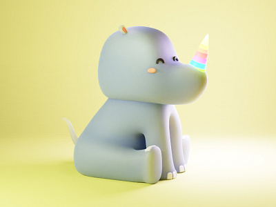 🦏 + 🦄 3d 3d character 3d illustration 3d model animal blender character character design cute cute animal design illustration rhino unicorn