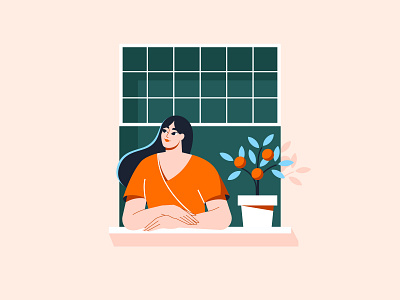 Orange tree adobe illustrator character character design illustration portrait summer vector vector art woman