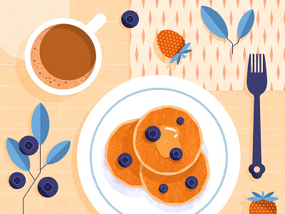 Pancakes adobe illustrator blueberry coffee food illustration pancake procreate vector vector art