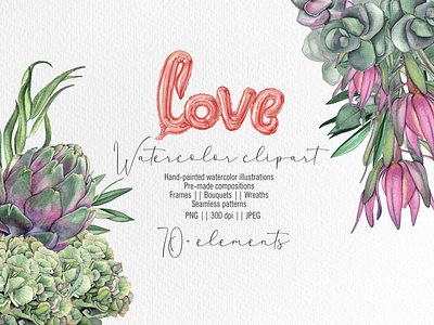 Love is not words but actions. Watercolor Clipart.