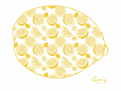 Lemon seamless pattern digital drawing illustration lemon postcard poster seamless pattern yellow