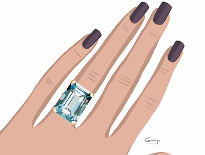 Jewelry 2d accessories crystal design fashion illustration flat gems hand illustration jewelry ring topaz