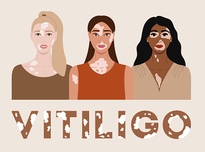 World Vitiligo Day female portrait hand drawn illustration skin vitiligo vitiligo day women