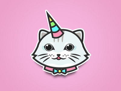 Unicat animal cat illustration line art sticker unicorn