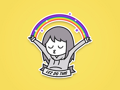 LEZ DO THIS cool good vibes illustration lets do this positivity rainbow sticker