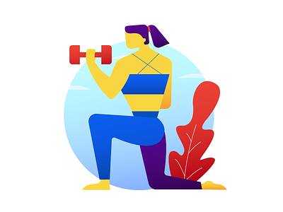 The Fitness Trainer character exercise fitness gradient gym health illustration women workout