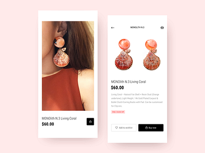 Shop Mobile coral earrings ecommerce ecommerce app jewelry mobile