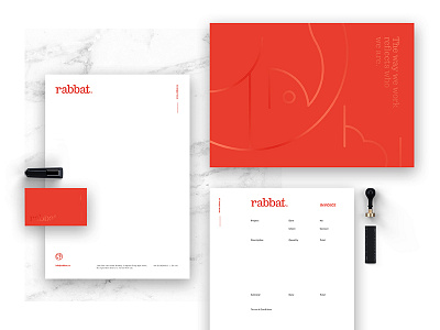 Rabbat Stationery bat branding circle creative grid logo mark moon rabbat rabbit red stationery vietnam