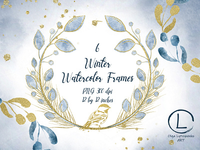 Watercolor Winter Frames floral frames png watercolor design watercolor illustration winter floral frames winter watercolor