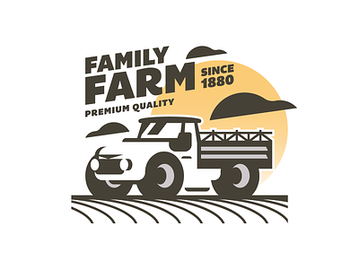 Old Farm Truck 🚜 badge design farm illustration layout logo texture trademark truck type typography vector