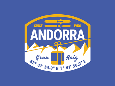 Andorra ❄️ andorra badge cute design graphic illustration logo mountain outdoors retro snow texture vector
