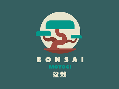 Bonsai badge bonsai company design green illustration japan logo moyogi plant tree typography