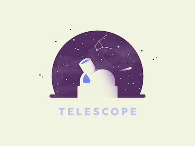 Telescope 🔭 cute design espace graphic identity illustration purple retro sticker telescope universe vector