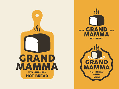 Grand Mamma badge bakery design grandmamma icon identity illustration loaf pan logo orange typography