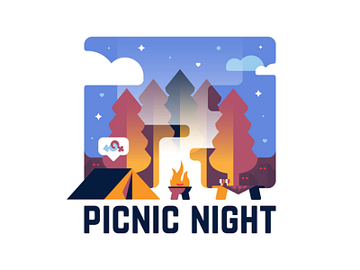 Picnic Night 🏕 badge camping design identity illustration logo magic night picnic sticker typography vector
