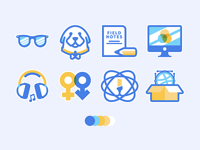 My Hobby Icons badge blue cute freelance hobby icon identity illustration life logo vector yellow