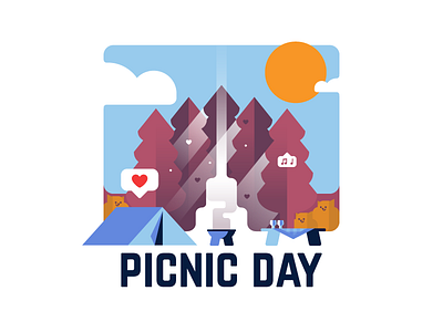 Picnic Day 🏕 badge camping design identity illustration logo magic night picnic sticker typography vector
