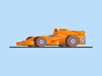🏎💨 animation car color cute f1 formula 1 honda illustration indy500 orange vector