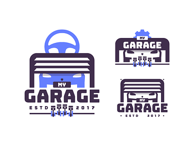 My Garage #1 badge blue company design garage identity illustration illustrator logo mechanic typography