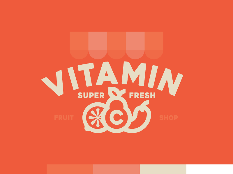 Vitamin C badge design fruit icon identity logo logomark mark shop type typography vitamin