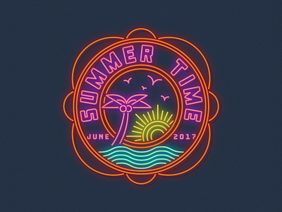 Summer Time 🌞 badge beach design icon identity illustration logo neon sticker summer typography vector