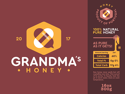 Grandma's Honey 🐝 badge brown design grandma honey icon identity illustration logo sweet typography