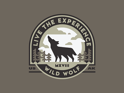 Wild Wolf badge florest illustration logo nature outdoors retro typography vector