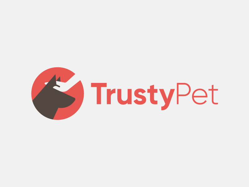 TrustyPet dog hand icon identity layout logo mark pet trademark