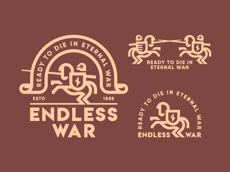 Endless War badge brown cute design horse logo retro typography vintage war