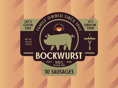 Bockwurst 🌭 badge bockwurst german illustration logo pig pork retro sausage texture typography