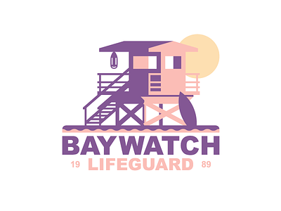 Baywatch 🌊 badge baywatch beach david hasselhoff icon identity layout logo mark mitch buchannon summer typography