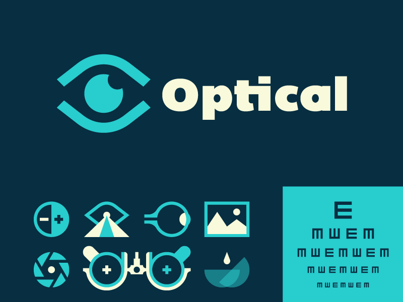 Optical 🌀 design icon identity layout letter logo mark optical simple trademark type typography