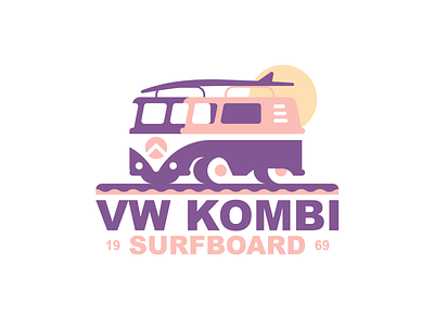 VW Kombi badge beach icon identity layout logo mark retro summer surf typography volkswagen vw