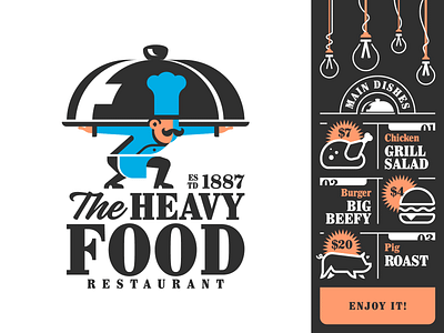 Heavy Food 1887 chef cook design food identity layout logo mark restaurant texture type typography