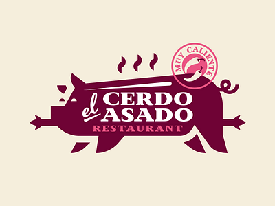 el Cerdo Asado 🐖 badge identity illustration logo pig pork restaurant retro symbol texture typography