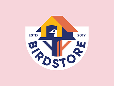 Birdstore 🐥 badge bird color home house icon identity logo mark simple store